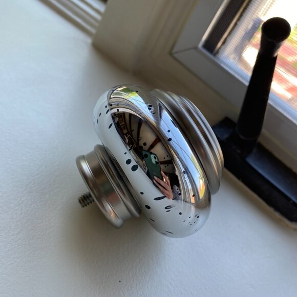 Ethan Allen 2 sets of finials brushed nickel and mercury glass w/ black speckles - Picture 10 of 12